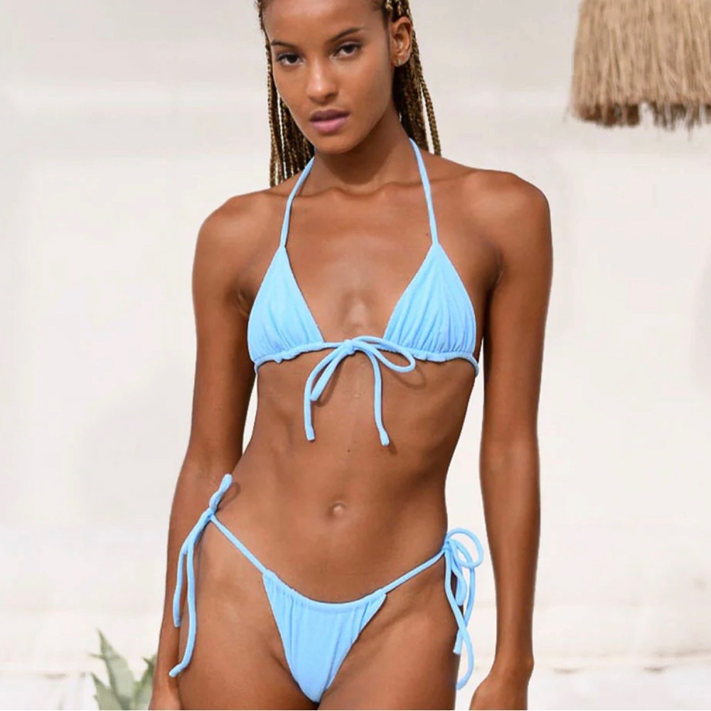 VDM the label LULU SKY TOWELLING/MATTE SKY LOW RISE BOTTOMS Small NWT
